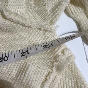 Free People We The Free Ivory Sheer Stripe Asymmetrical Tunic XS thumbnail 6