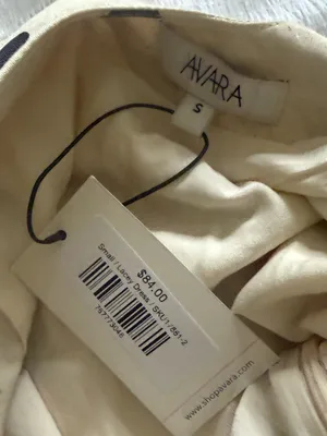 NWT Avara Lacey Dress Cream Black Polka Dot Shift Dress Linen Blend Size Small thumbnail 8