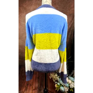 Oversized Bright Fluffy Soft Knit Collar Cuffs Aerie Flurry Crew Sweater L thumbnail 11