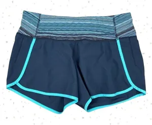 Lululemon Run Times Shorts Navy Space Dye Retro Style Athletic Running Size 4 thumbnail 1