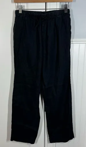 Quince 100% linen pull on‎ pants black elastic waist women’s size small casual thumbnail 1