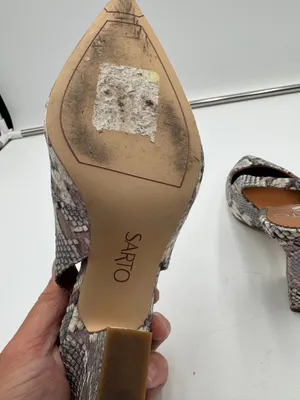 Sarto Sophie Snake Print Slingback Heels Womens US 6 Pointed Toe Leather thumbnail 5
