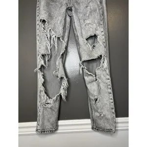 American Eagle Outfitters Mom Jeans Womens 00 Gray Acid Wash Distressed Denim thumbnail 3