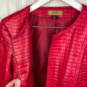 Valerie Stevens Lightweight Quilted Poly Red Jacket Women's Size Large Full Zip thumbnail 5
