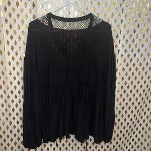 Free People 'Don't Let Go' Peasant Top black Goth fishnet vampire corset size S thumbnail 8