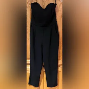 Express Strapless Sweetheart Neck Slant Pockets‎ Stretchy Jumpsuit Black Size 2 thumbnail 8