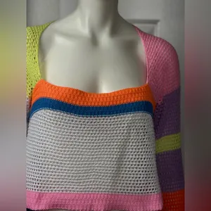 Unbranded Colorblock Colorful Women's Crochet Sweater thumbnail 11