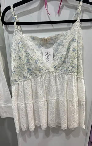 Eyelet floral babydoll top thumbnail 1