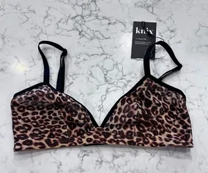 NWT Knix Mesh Deep‎ V Bra Cheetah Print Limited Edition Size Medium+ thumbnail 1