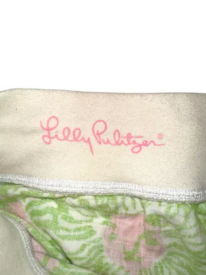 Lilly Pulitzer The Beach Pant Linen Pink & Green Wide Leg Drawstring Pants LARGE thumbnail 3