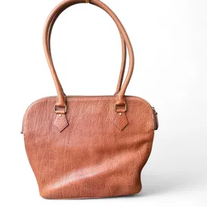 Vintage Polo Ralph Lauren Shoulder Bag Brown Pebbled Leather Triple Compartment thumbnail 2