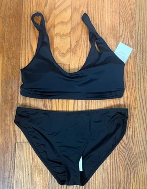 Andie Swim The Ventura Top Bikini Bottom Set Black Size Medium NWT‎ thumbnail 1