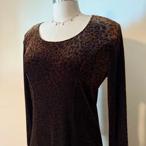 Coldwater Creek Leopard Print Velvet Long Sleeve Dress thumbnail 3
