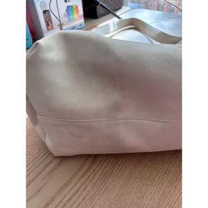 A New Day New Womens Universal Thread Faux Leather Look Handbag Purse Cream 15”x16” w/flaw thumbnail 13