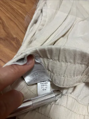Old Navy Linen Blend Lt Beige‎ Pants Womens L Drawstring Waist Coastal Beachy Boho Casual thumbnail 9