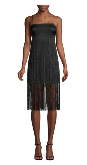 Rikki Black Fringe Flapper Dress thumbnail 4