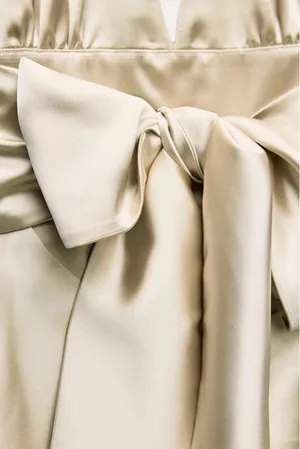 Zara dress mini satin halter champagne bodycon party wedding evening date thumbnail 10