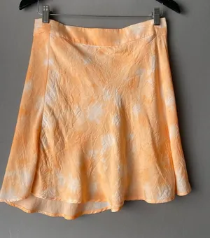 Free People sz 10 orange white mini flareBoho hippie skirt‎ thumbnail 1