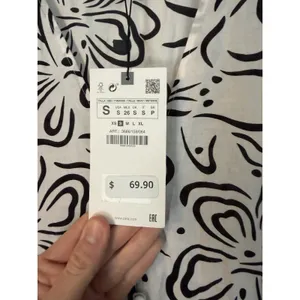 Zara Black and White cotton midi dress 3/4 sleeve sz Small NWT $70 thumbnail 7