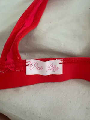 Pink lily red bathing suit top  thumbnail 3