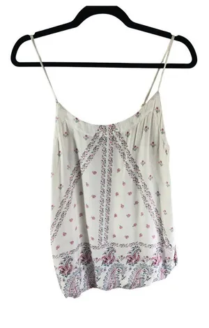 P.J. Salvage Floral Print Cami Top M Lightweight White Pink Sleeveless Crochet thumbnail 1