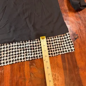 Ann Taylor Black Mock Neck Houndstooth Hem Layered Look Top Large 3/4 Sleeve thumbnail 8