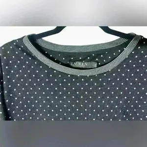 Lauren Ralph Lauren Black‎ Long Sleeved Sweater White Polka Dots Large Classic thumbnail 4
