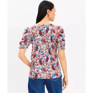 Loft | Peacock Print Puff Sleeve Top | Small thumbnail 2