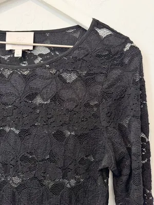 Cinq A Sept Lace Long Sleeve Bodysuit Large Whimsigoth 90s Dark Romantic Boudoir thumbnail 4