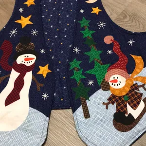 Snowman Star Winter Christmas Vest Blue Teacher Cabin Holiday Kitsch thumbnail 3