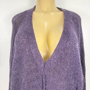Free People Wool Alpaca V-neck Sweater Sz M Purple Cozy Slouchy thumbnail 2