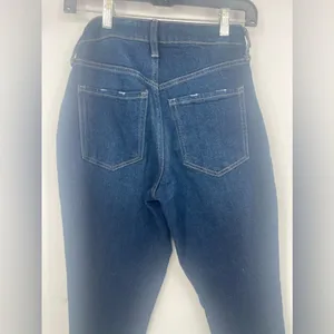 Old Navy Curvy O.G. Straight High Rise Distressed Knee Jeans Dark Wash size‎ 0 thumbnail 5