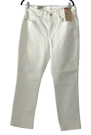 Levi's Womens Classic Straight Ankle Jeans Size 12 White High Rise 5-Pocket thumbnail 1