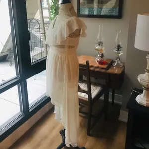 Arden B White Ruffle Cut Out Asymmetric Dress SzXS thumbnail 4