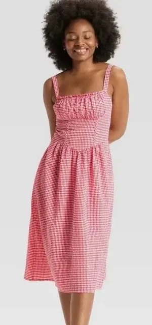 Wild Fable Red Gingham Dress thumbnail 1
