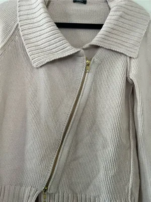 J Crew Blush Pink Asymmetrical Zip Knit Sweater Medium Minimalist Preppy thumbnail 5