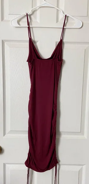 Windsor Burgundy Cowl Neck Mini Dress thumbnail 2