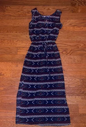 Blue, red white long dress Blue Size M thumbnail 1
