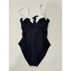 NEW‎ Quince Italian Underwire One-Piece Swimsuit Womens S Black White Underwire thumbnail 2