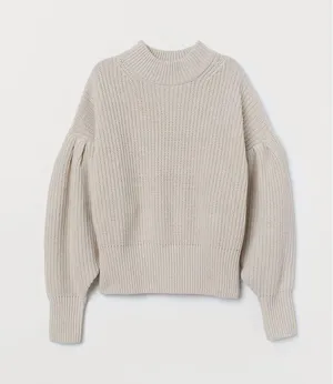 H&M Beige Balloon Sleeve Sweater thumbnail 1
