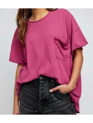 Free People Oversized “Take it Easy” pocket t-shirt dusty pink size medium thumbnail 6
