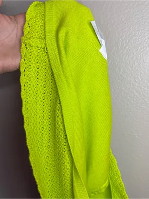 Aerie green crochet knitted cotton ribbed top large Halloween beetlejuice fall p thumbnail 5