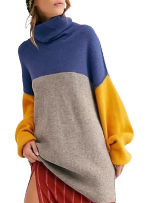 Free People Softly Structured Color Block Sweater Large thumbnail 1