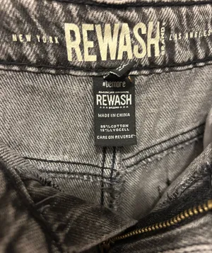 Charcoal Acid Wash Wide Leg Vintage Streetwear Denim Jeans thumbnail 4