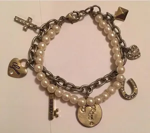 Costume Jewelry Bracelet Faux Pearl Signed Guess thumbnail 1