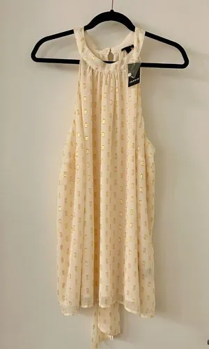 Torrid Chiffon Clip Dot Lurex Mock Neck Halter Sleeveless Top Size 2X NWT thumbnail 4