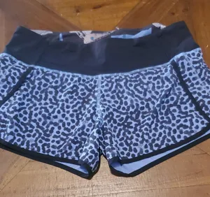 lululemon athletica Light Blue and Black Leopard Print Athletic Shorts thumbnail 1