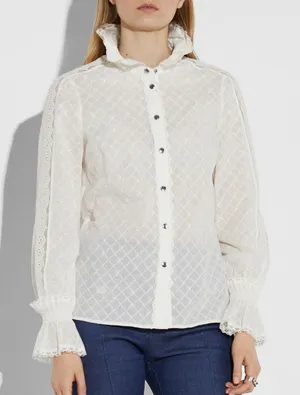 Coach Broderie Anglaise Lace Long Sleeve Cottagecore Minimalist Coquette Regency thumbnail 1