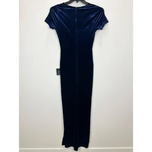 Lulus Eternal Elegance Navy Blue Velvet Short Sleeve Maxi Dress Formal Small NWT thumbnail 11
