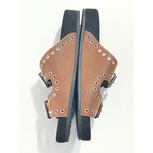MIA‎ Brooklyn Grommet Buckle Double Strap Slide Sandals Women 6 Brown Edgy Punk thumbnail 8